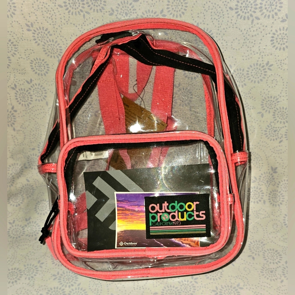 Outdoor Products Backpack Clear with Pink Trim